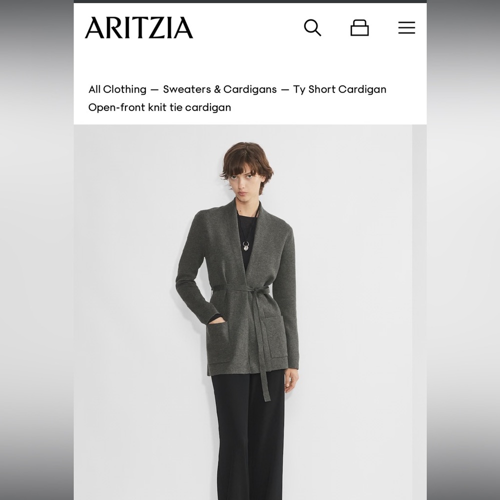 Aritzia Babaton Ty Short Cardigan Peppercorn Grey XL